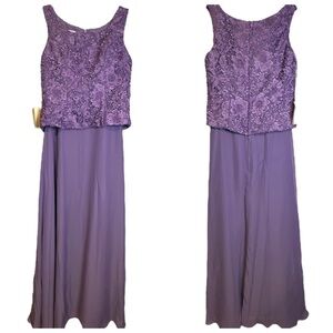 LT Lanting Bridal Elegant Sleeveless‎ Purple Lace Bodice Gown NWT See Msmts MOTB